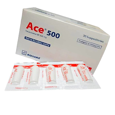 Ace 500 mg suppository Indications, Ace 500 mg suppository Pharmacology, Ace 500 suppository Dosage & Administration, Ace 500 suppository Interaction, Ace 500 suppository Contraindications, Ace 500 mg suppository Side Effects, Ace 500 suppository Pregnancy & Lactation, Ace 500 suppository Precautions & Warnings, Ace 500 suppository Bangla, Ace 500 suppository Overdose Effects, Paracetamol 500 mg suppository, Ace 500 suppository, Ace 500 suppository details in Bangla, Ace 500 mg suppository Details